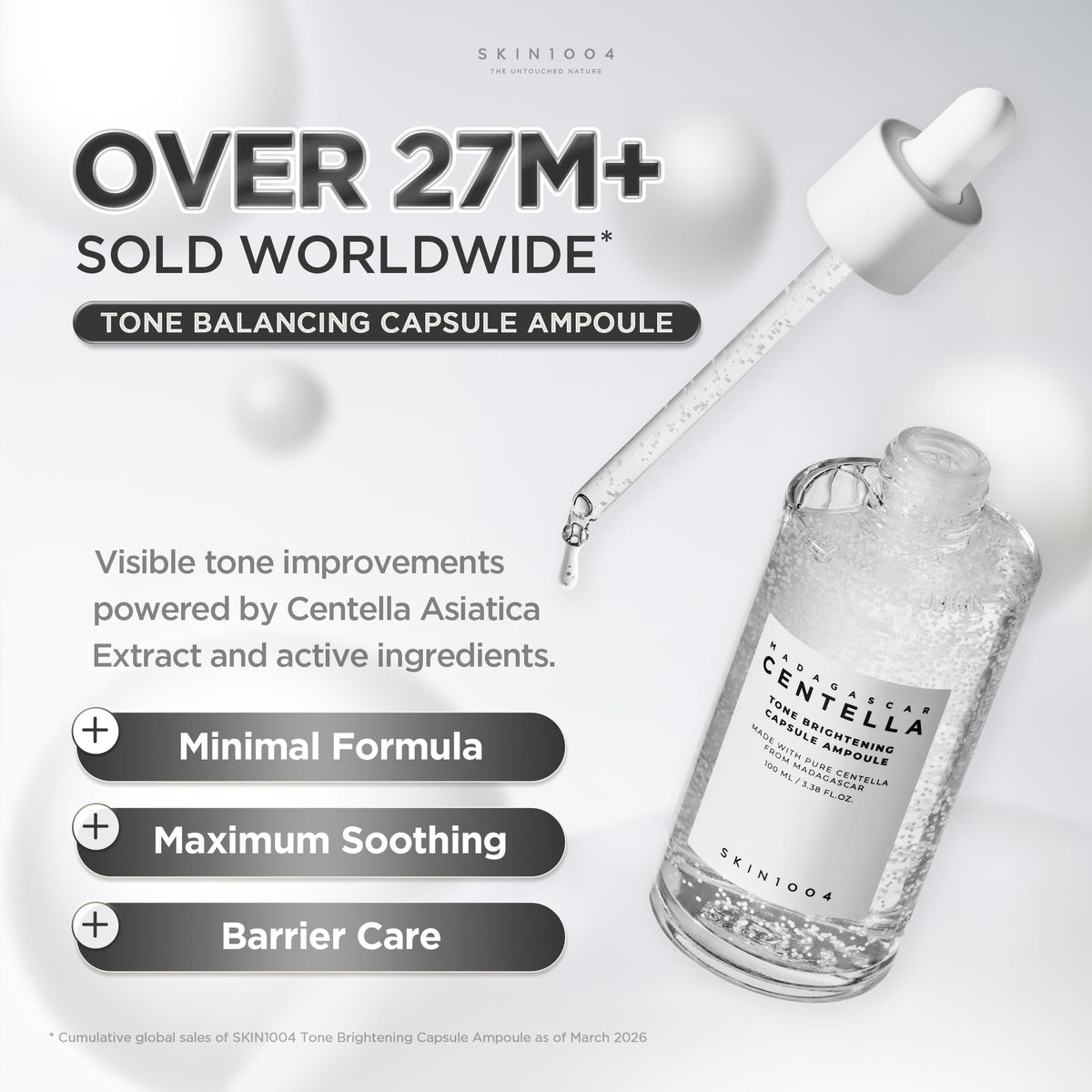 SKIN1004 Tone Balancing Capsule Ampoule, Niacinamide & Centella Serum for Face, Korean Hydrating Facial Serum for Unevne Skin Tone with Tranexamic Acid, Korean Skin Care, 3.38 fl.oz / 100ml
