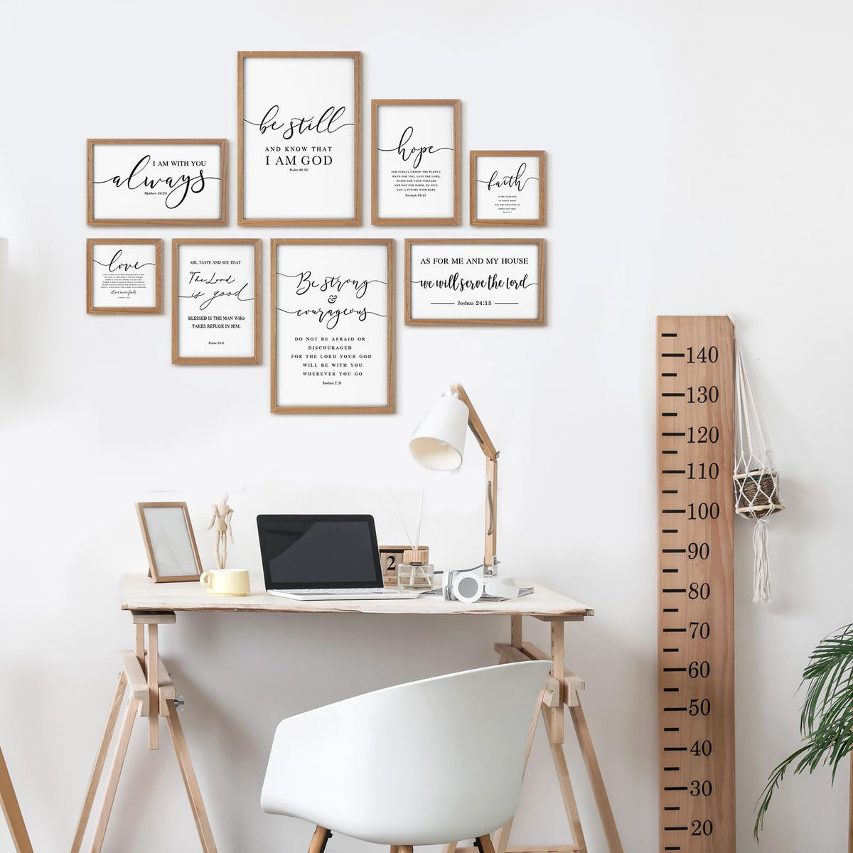 Faccito 8 Set Bible Christian Wall Art Framed, Wooden Decor