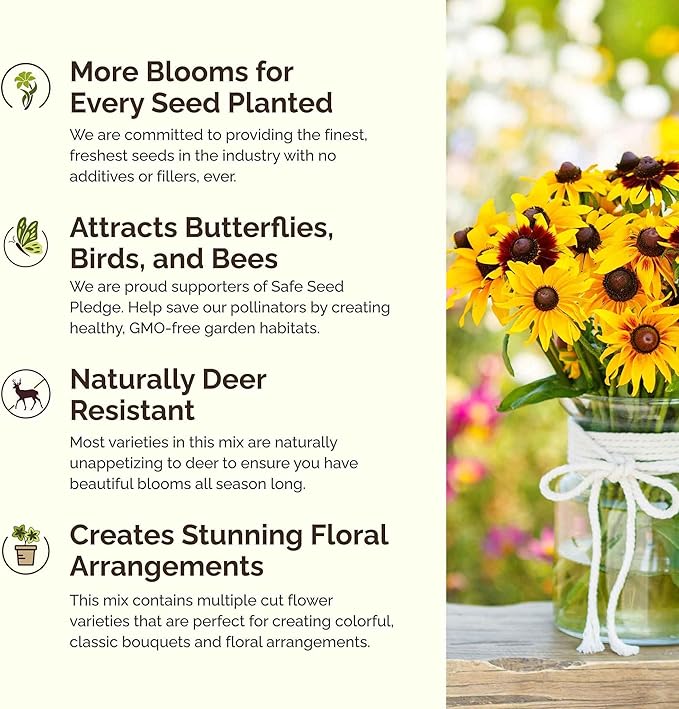 Eden Brothers All Perennial Wildflower Mixed Seeds for Planting, 10 lb, 4,800,000+ Seeds with Lupine, Shasta Daisy | Attracts Pollinators, Plant in Spring or Fall, Zones 3, 4, 5, 6, 7, 8, 9, 10