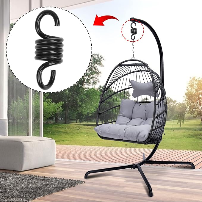 Hammock Spring Swing Hammoch Springs for Hanging Porch Chair 550lbs Weight Capacity,Black