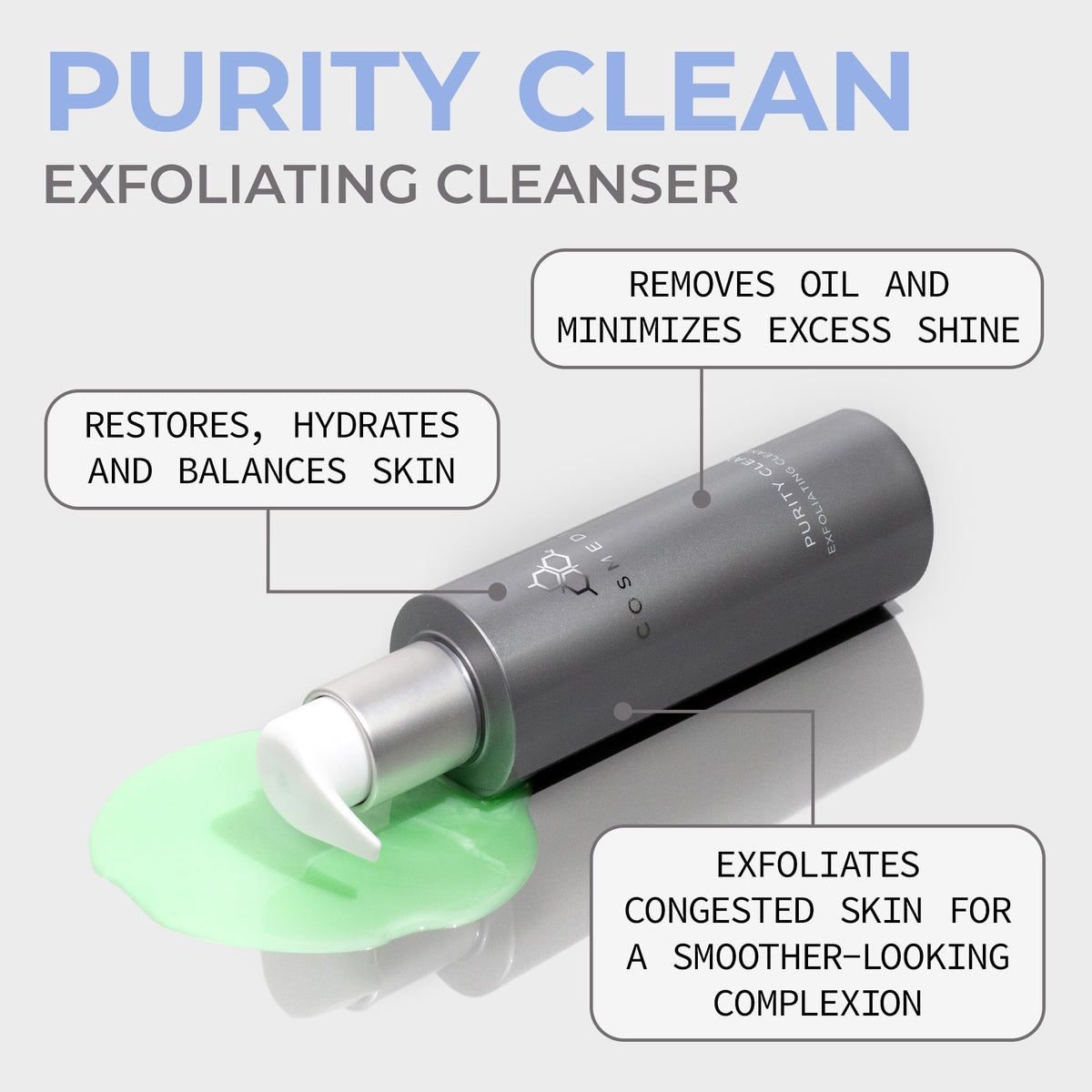 COSMEDIX Purity Clean Exfoliating Facial Cleanser - AM & PM Facial Skincare