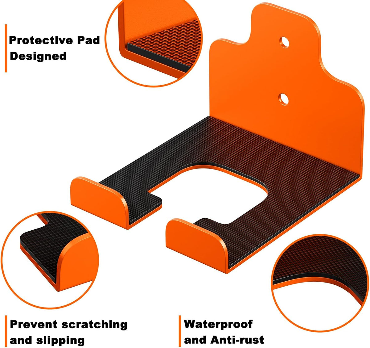 Garage Organizer Trimmer Rack, Garden Power Tool Hanger Weed Whackers Holder Wall Mounted for Grass Trimmer, Hedge Trimmer, Garage Trimmer, Garden Tools,4 Pack(Orange)