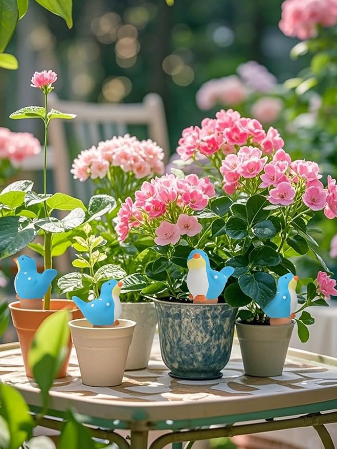 4Pcs Plant Watering Globes, Kalolary Bird Shape Self Watering Spikes Terracotta Drip Water Stakes Irrigation Watering Bulbs for Pot, Indoor, Outdoor, Vacation ﻿