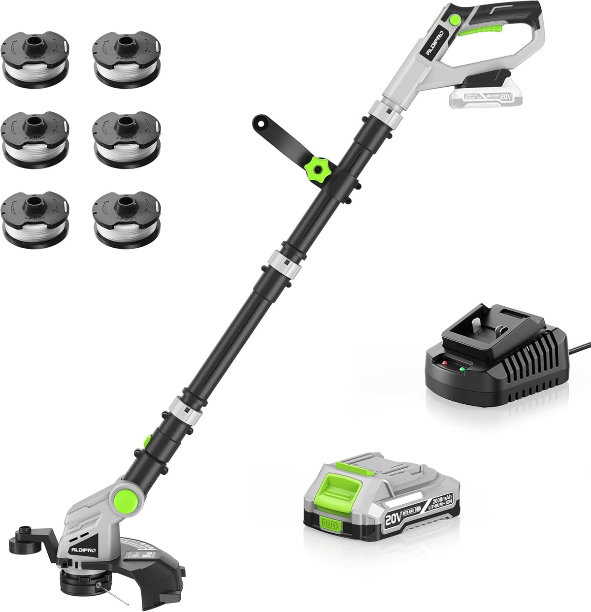 20V Cordless String Trimmer for Lawn Care 12-Inch Lightweight Weed Wacker with Auto-Feed & 2.0Ah Battery and Fast Charger, 3-in-1 Trimming Edging for Grass, Yard, Garden