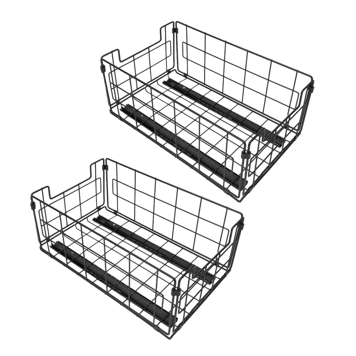 Irishom Expandable Shelf Pull Out Cabinet Basket Organizer, 2 Pack