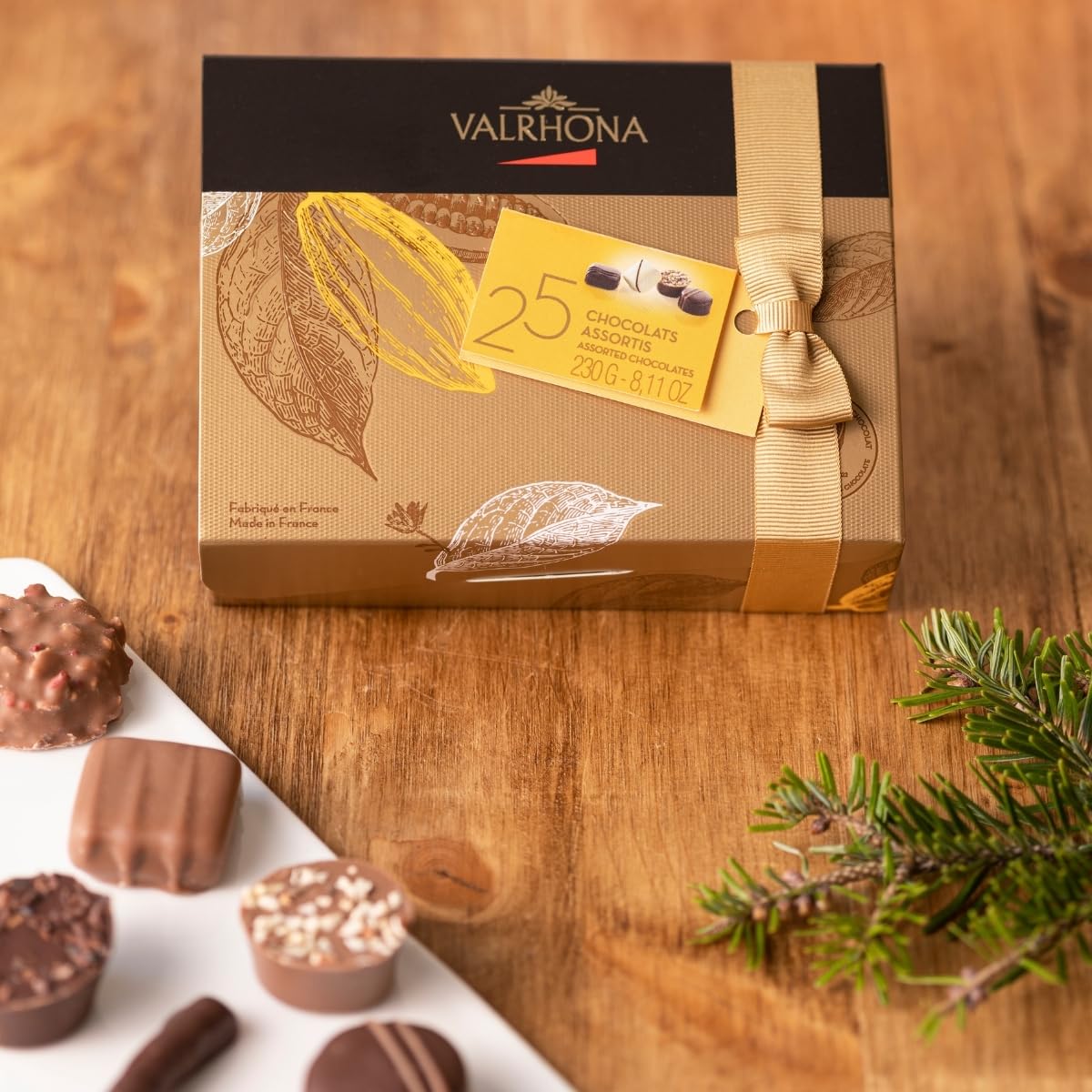 Valrhona - Premium French Assorted Gift Box of 25 Chocolate Bonbons 230G, Gourmet French Chocolate, Perfect Holiday Gift