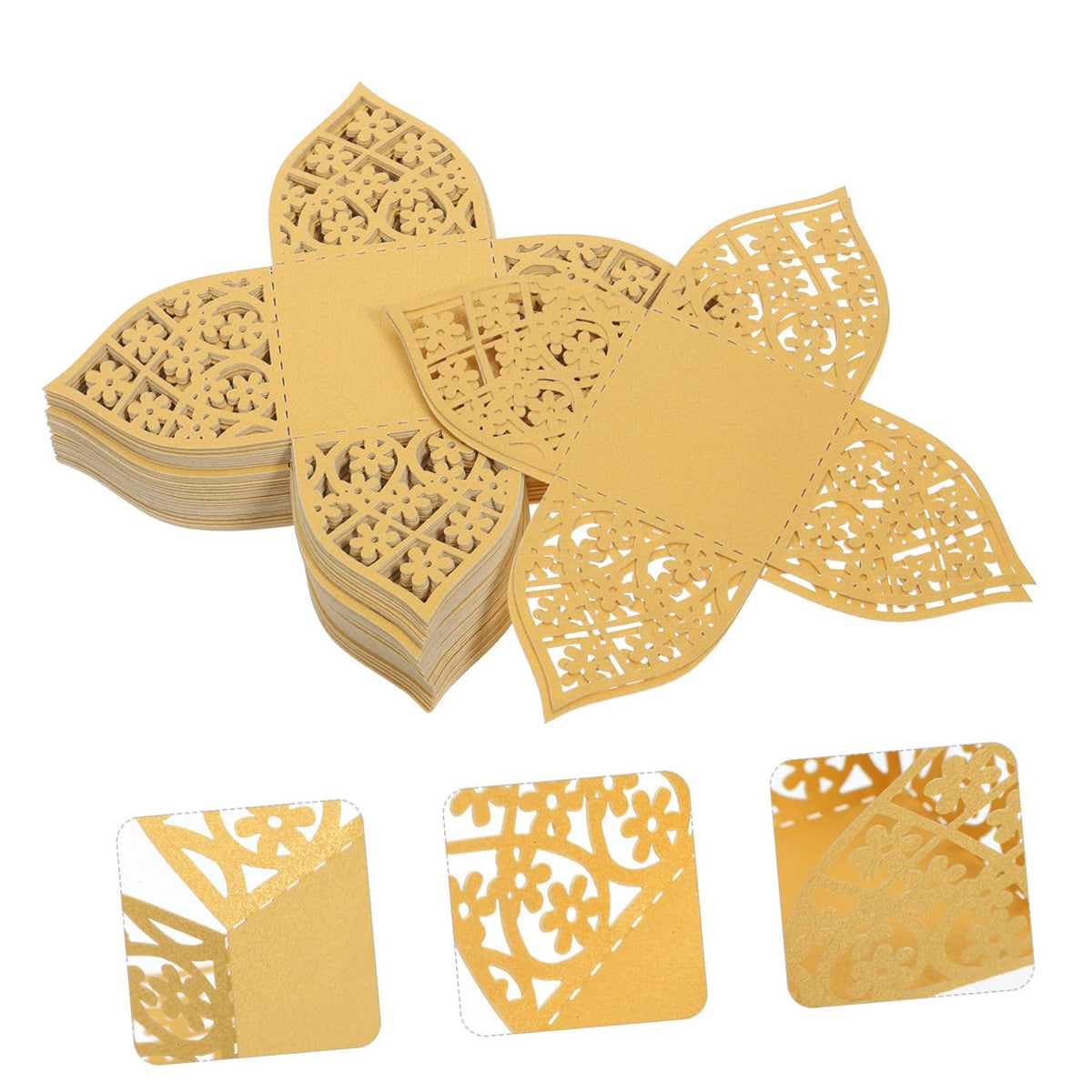 OKUMEYR 50pcs Hollow Truffle Cups for Chocolate Wrapping Elegant Wedding Party Decoration for Caramels Confections Unique Design for Easy Use