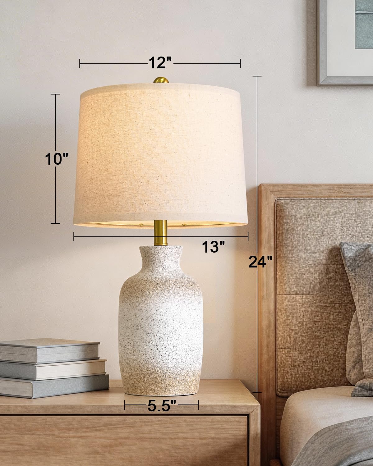 PoKat 24'' Farmhouse Ceramic Table Lamp with Natural Textured Finish