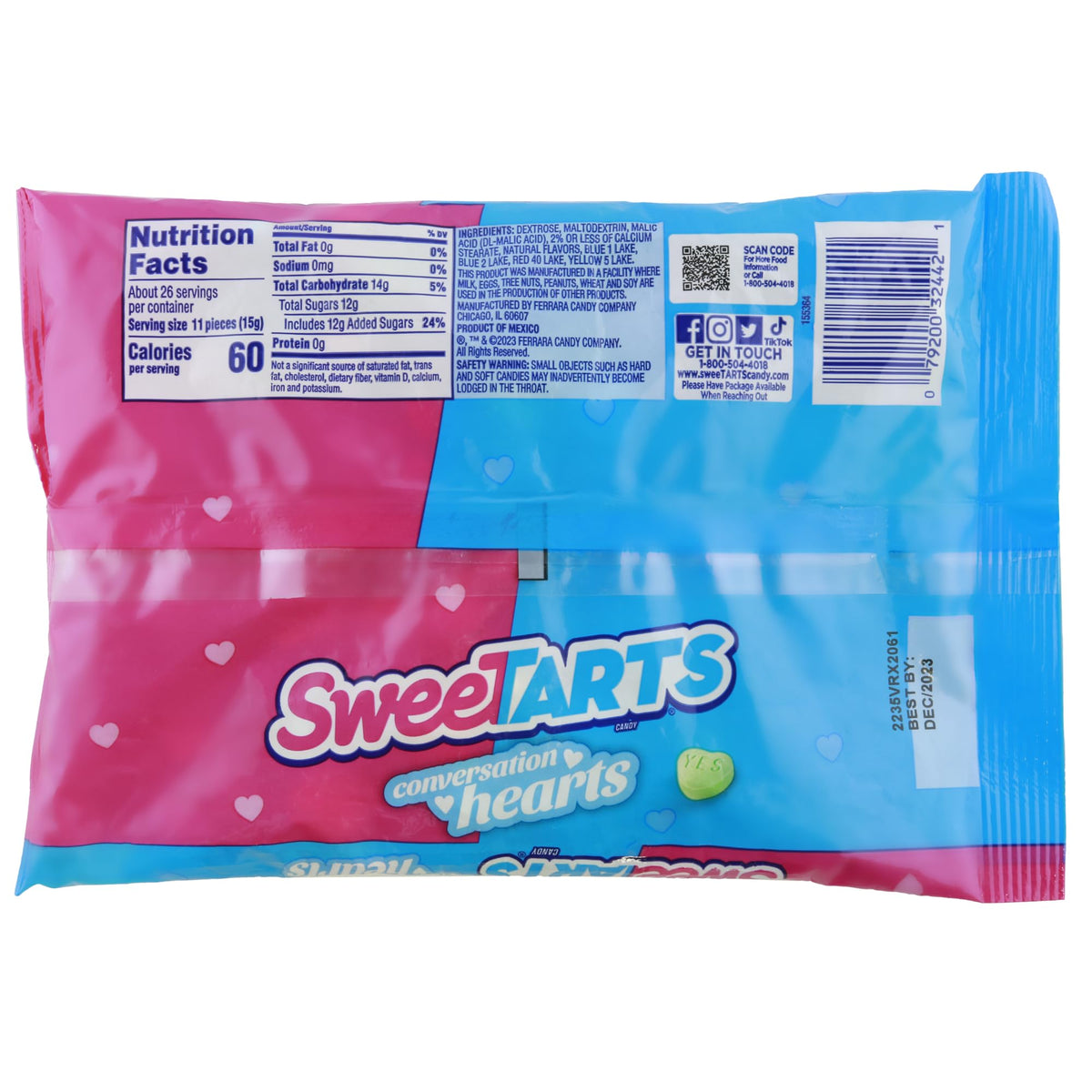 Valentine's Day Conversation Hearts, Assorted Fruit Flavored Sour Candies, Party Favors or Candy Bowl Fillers, 10 Ounces (Pack of 2)