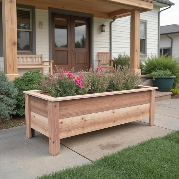 Handmade Custom Heavy Duty Rectangular Raised Cedar Wood Garden Planter Box – 46", 36", 24" – Indoor/Outdoor Farmhouse Style for Flowers & Vegetables – Made in USA (36" L x 15.5" W x 16.5" H)