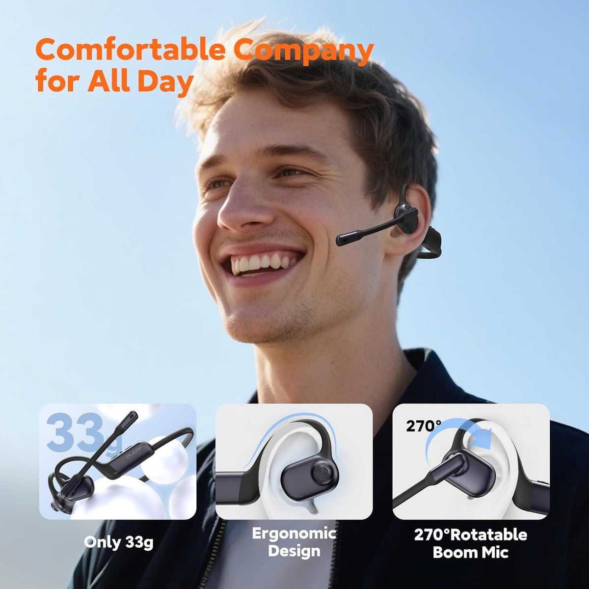 Pilot P200b Pro Wireless Headset with Mic for Work, 50dB Noise Cancelling Headphones with ENC, Bluetooth 5.3 - Wireless Computer Headset for Meetings and Calls