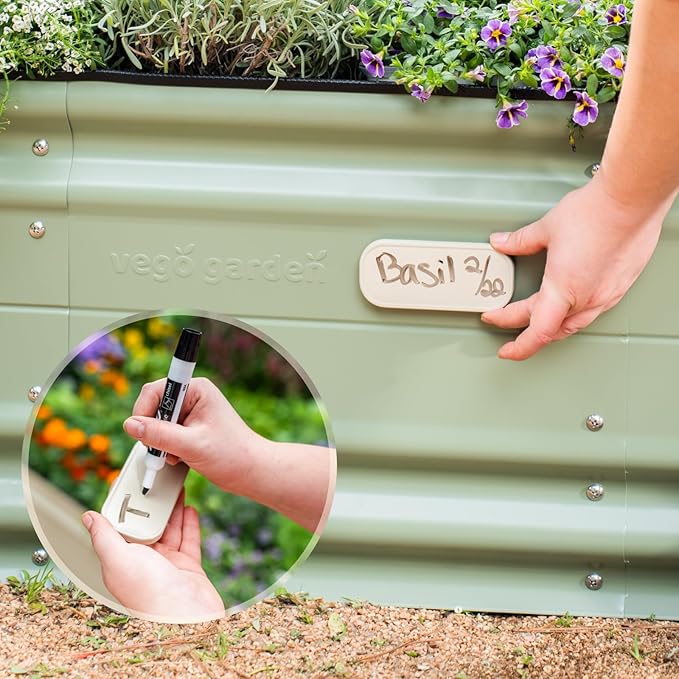 Vego garden 17" Tall 9 in 1 Novel Metal Raised Garden Bed Kits Modular Planter Beds with 2 in 1 Wrench & Magnetic Plant Tags for Vegetables Flowers, Sky Blue