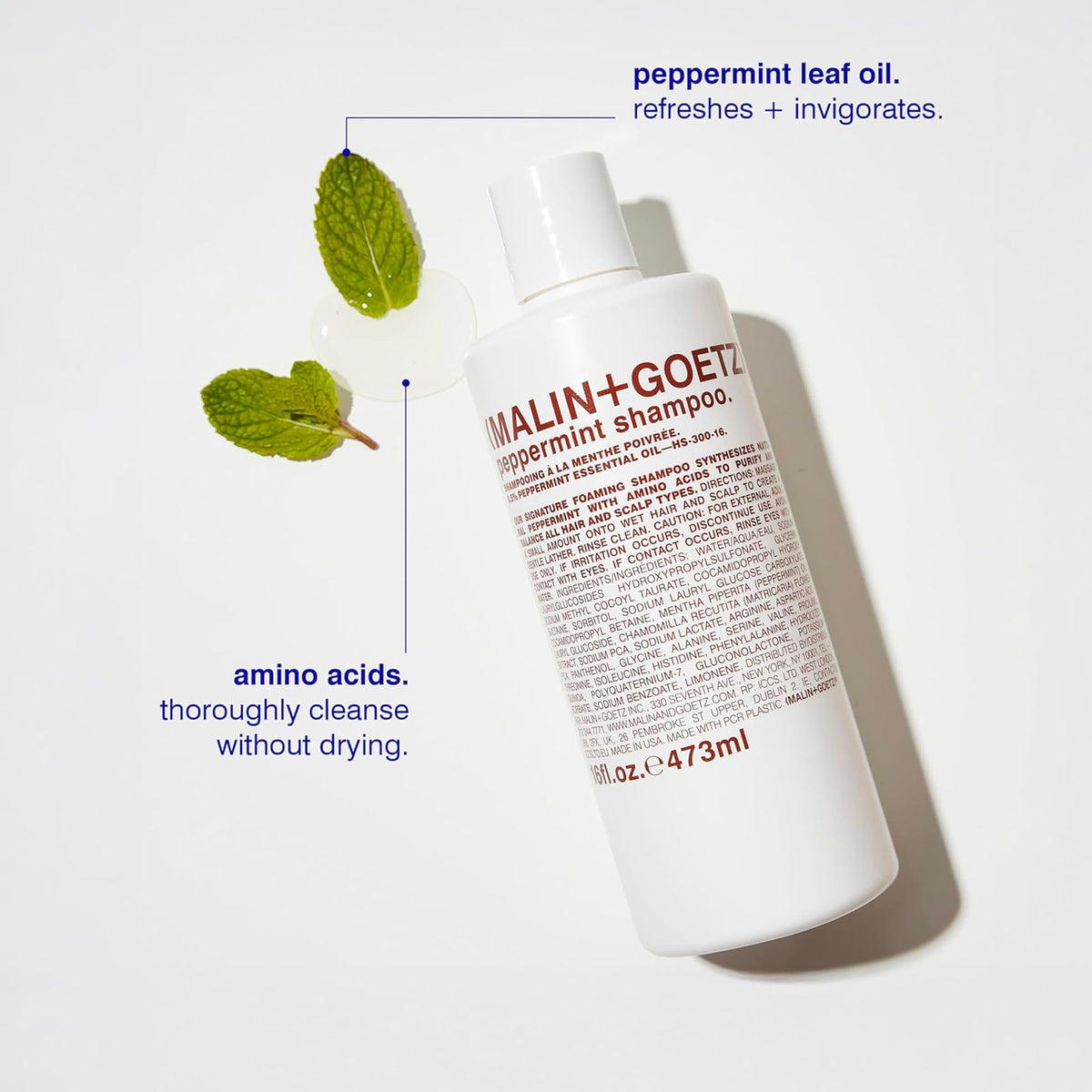 MALIN+GOETZ Peppermint Shampoo, A Clarifying Daily Cleanser, 16 fl oz