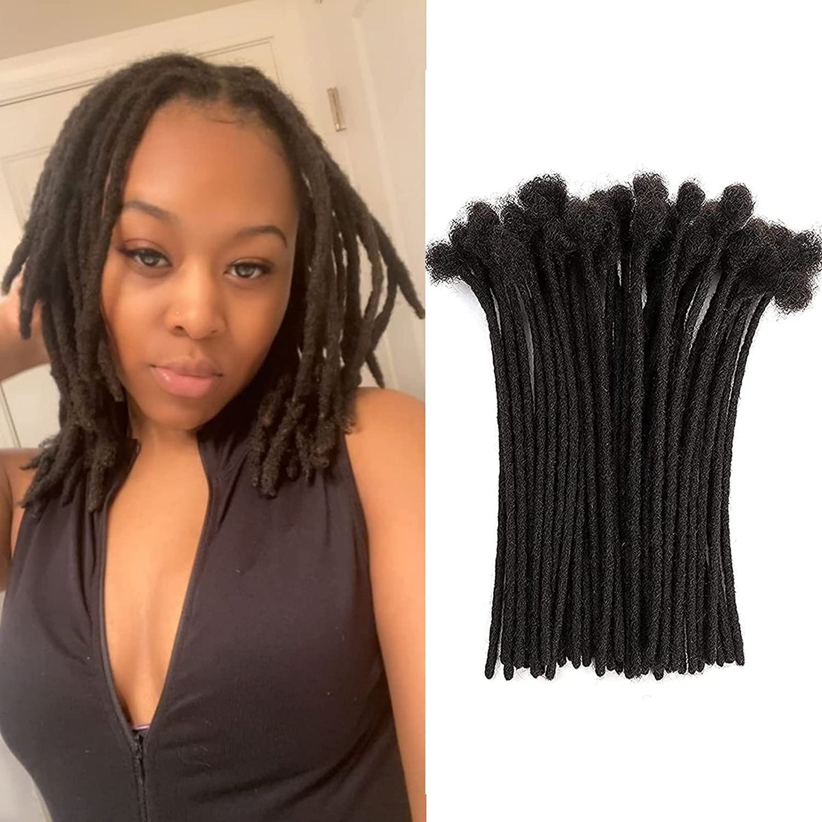 6 Inch Loc Extension Human Hair 30 Strands 0.4Cm Width 100% Full Handmade Permanent Loc Extension Human Hair For Women/Men Can B
