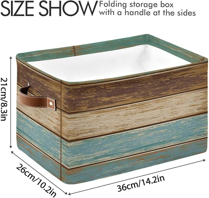 Wood Print Rectangular Storage Basket Retro Vintage Organizer Bin Shelf Baskets For Clothes Gifts For Home Office Dorm