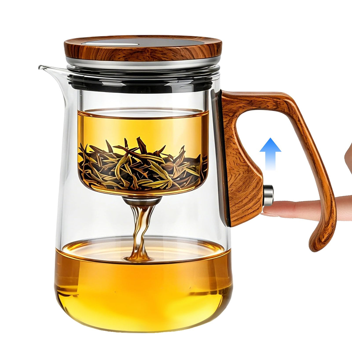 Magnetic Tea Pot with Infuser, Magic Loose Leaf Enchantipot, Borosilicate Glass Tea Maker with Strainer, One-Touch Tea Separation, Heat Resistant Tea Pot for Home & Office - 25.4oz (750ml)