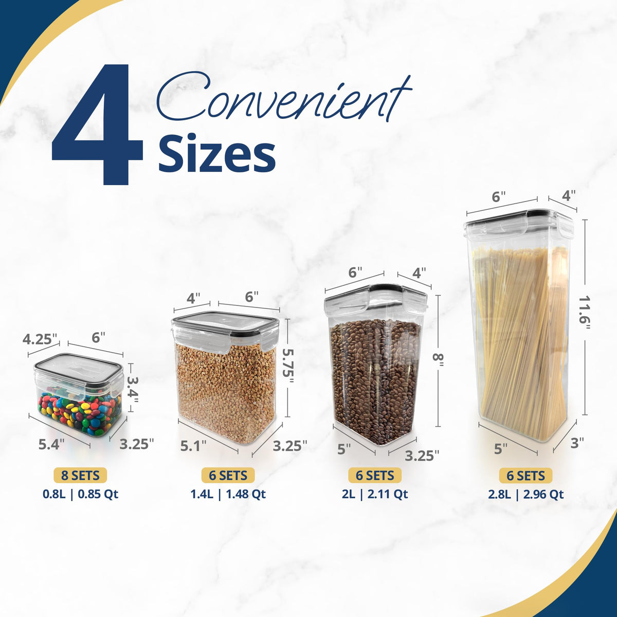Reli. Pantry Organizers and Storage | Food Containers with Lids (26 Sets)