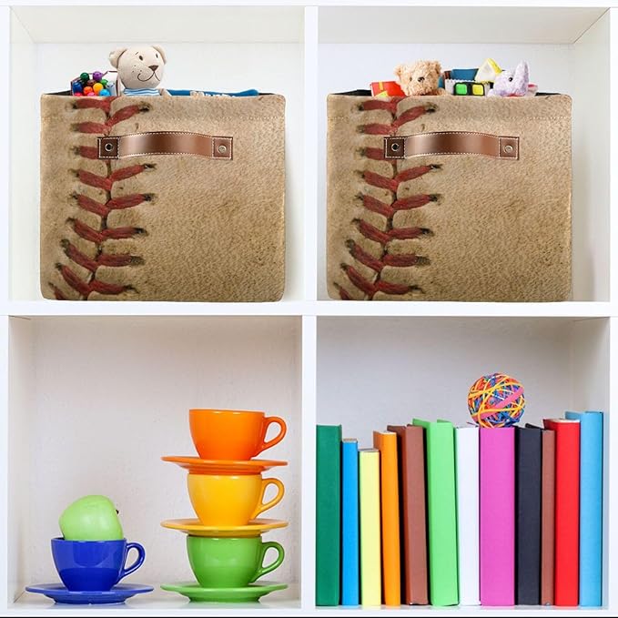 Baseball Rectangular Storage Basket Organizer Bin Shelf Baskets For Home Office Dorm