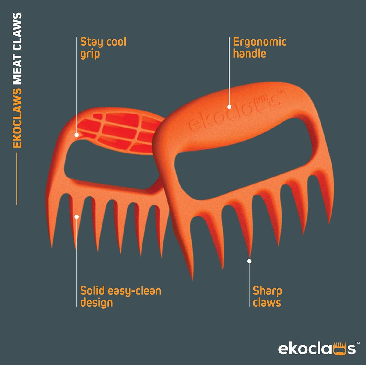 Ekoclaws Meat Claws, Professional Meat Shredder Claws for Shredding Meat, BBQ Accessories to Shred, Bear Claws for Shredding Meat, Pull, Lift & Carve Food