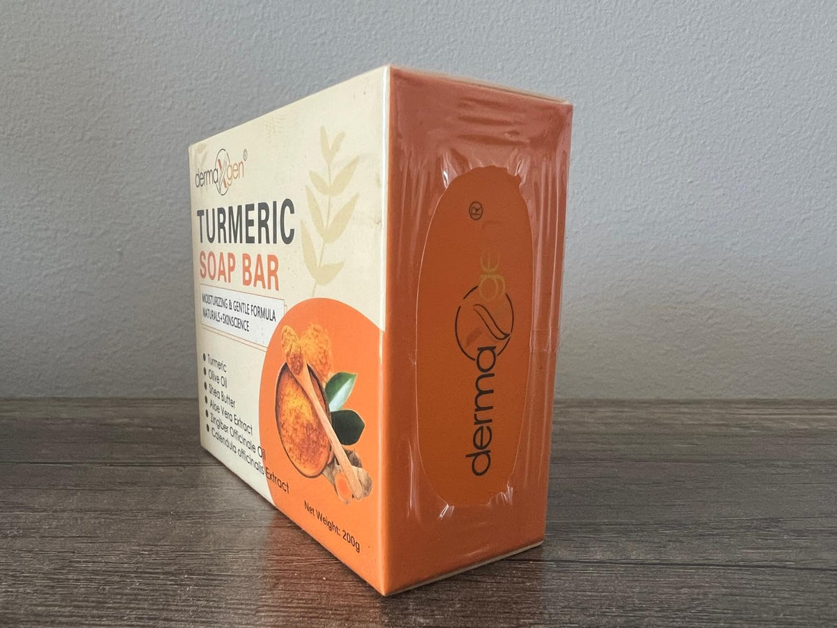 DERMAXGEN Organic Turmeric Soap Bar for Face & Body – Pure Turmeric Soap Bar for Acne, Scars, Uneven Tone, Blemish Control, Sun Damage & Age Spots – Handcrafted Skincare – 7 OZ