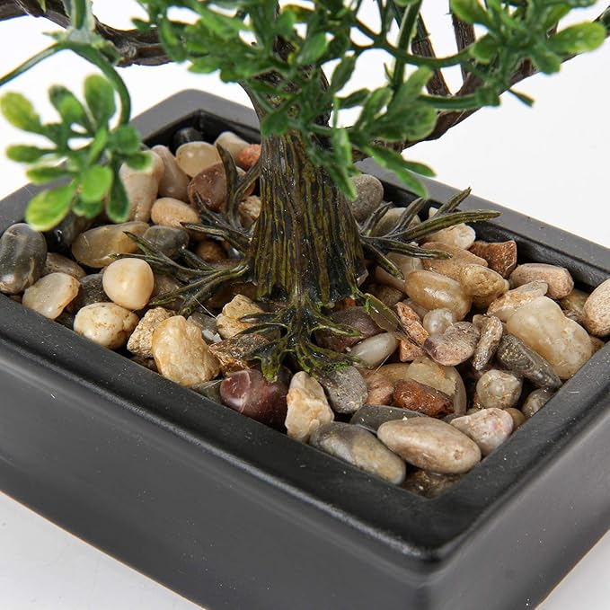 Artificial Bonsai Tree Juniper Faux Plants Indoor Small Fake Plants Decor with Ceramic Pots for Home Table Office Desk Bathroom Shelf Bedroom Living Room Farmhouse Decorations