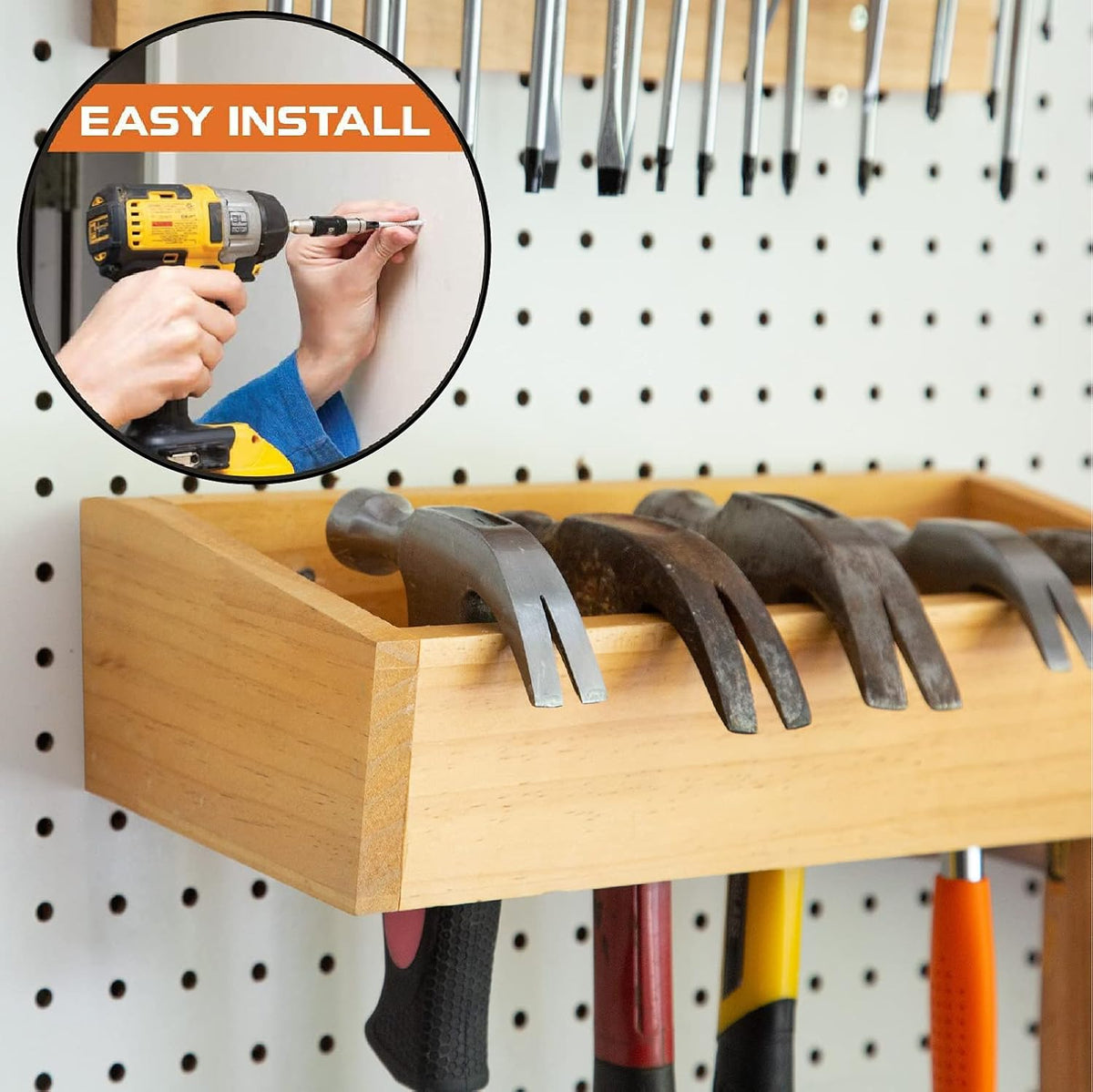 Screwdriver Organizer, Hammer Holder and Pliers Rack - Wall Mount Workshop Hand Tool Organizers and Storage