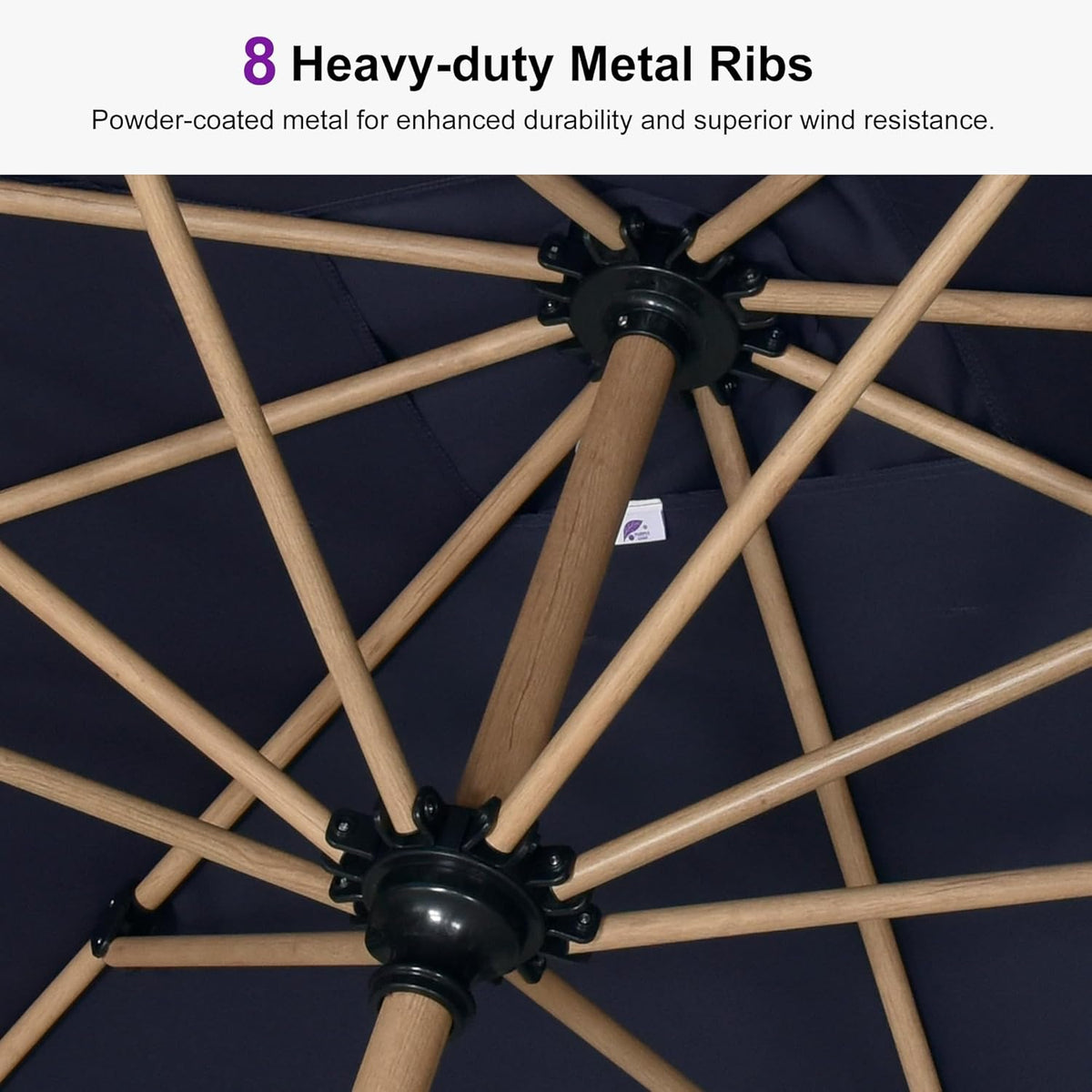 PURPLE LEAF 6' x 6' Market Umbrella Outdoor Table Umbrella Aluminum Patio Umbrella with Push Button Tilt & 8 Sturdy Ribs and Crank Outdoor Umbrellas for Deck Backyard Beach, Navy Blue