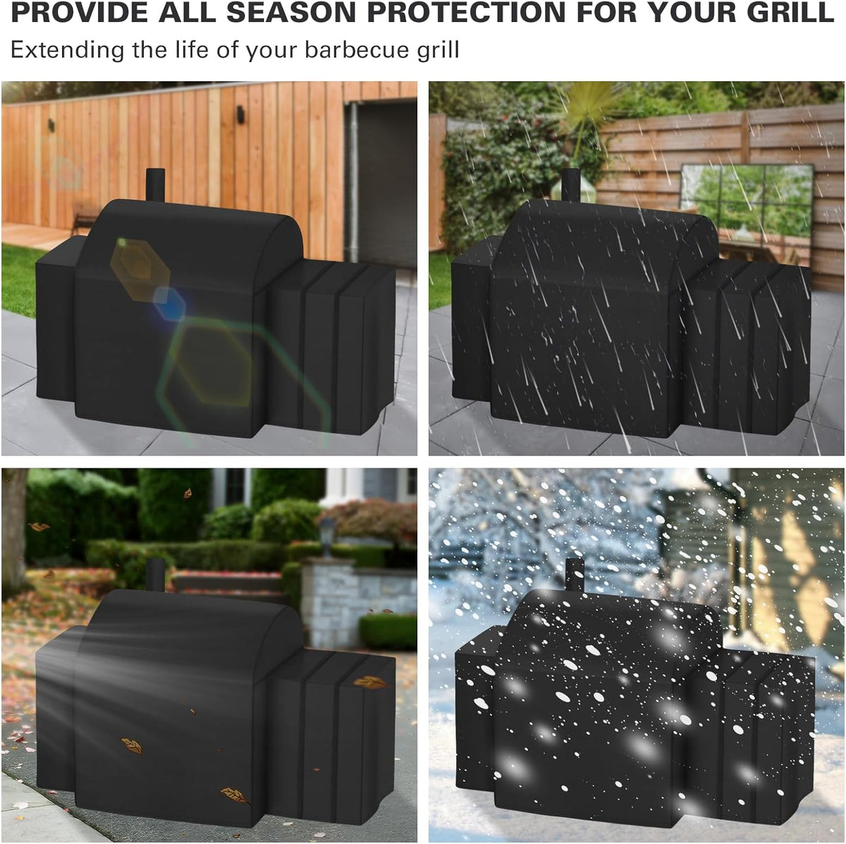 Grill Cover Fits for Char-Griller Outlaw 3724, E2137, Pro Deluxe 2735 Grill, Expandable BBQ Grill Cover 600D Heavy Duty Charcoal Grill Cover Waterproof Outdoor Grilling Cover, Model 3737