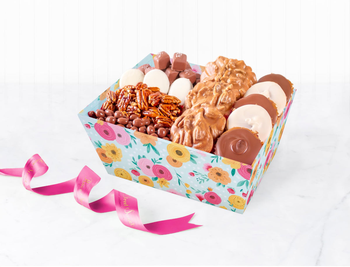 Just for Her Gift Tray with Pralines, Chocolate Bear Claws, Glazed Pecans, Chocolate Almonds, Sea Salt Caramels and Chocolate-Dipped Oreos