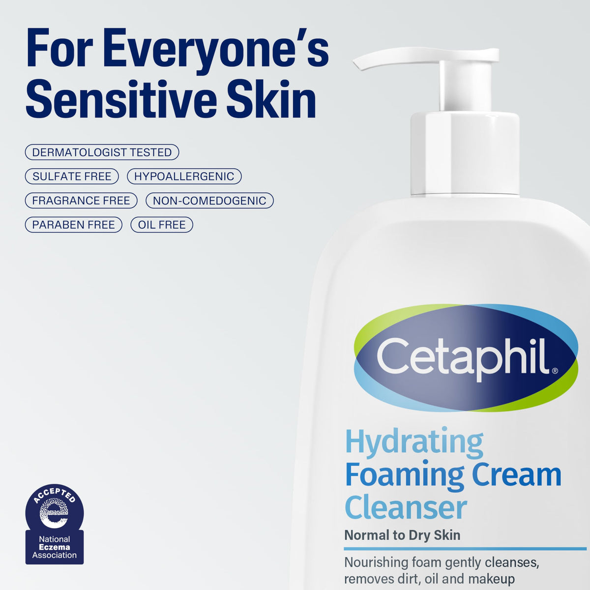 Cetaphil Cream to Foam Face Wash, Sensitive Skin Cleanser, 16oz