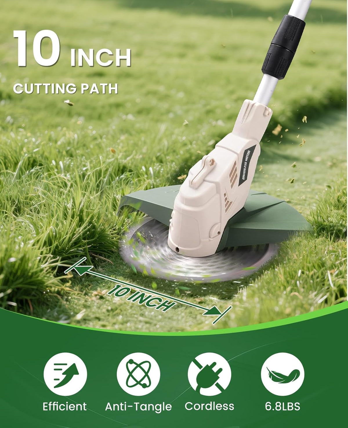 Electric Weed Wacker Cordless, Brushless Grass Trimmer with 2 21V 4.0Ah Batteries and Charger,4 Types of Blades String Trimmer, Weed Eater Battery Powered with Shoulder Strap, Lawn Edger Tool