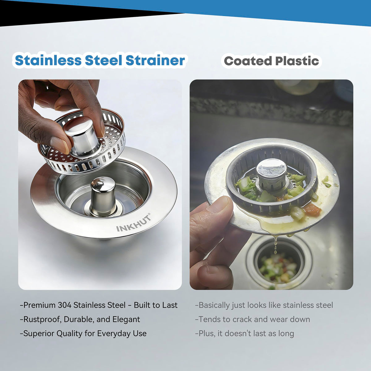 Upgraded 3 in 1 Kitchen Sink Drain Strainer