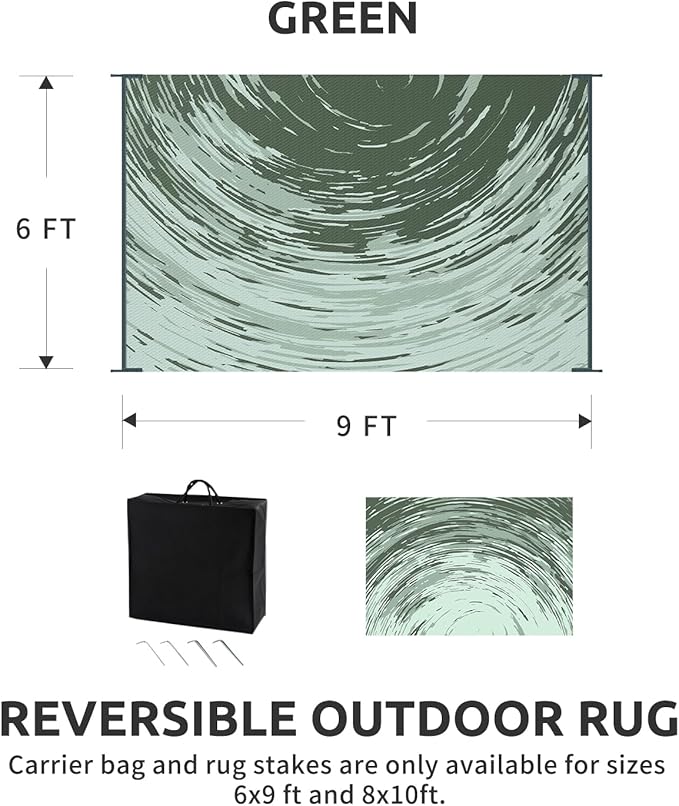 COCOER Modern Outdoor Rug 6x9 Reversible-Waterproof Outdoor Patio Rug-Quick Dry Outdoor Area Rugs Indoor Outdoor Rugs-Outside Rug Patio Decor for Porch Deck Balcony Backyard
