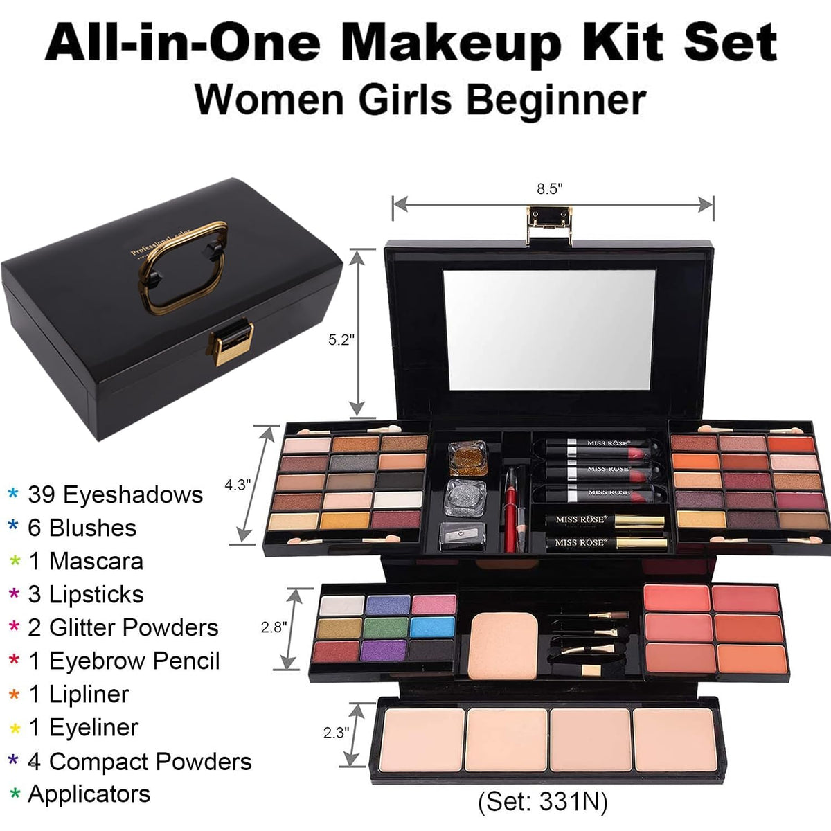 coliusa 58 Color Professional Makeup pallet, Makeup Kit for Women Full Kit,All In One Makeup Set,Makeup Gift Set for Women&Girls&Teen (331N)