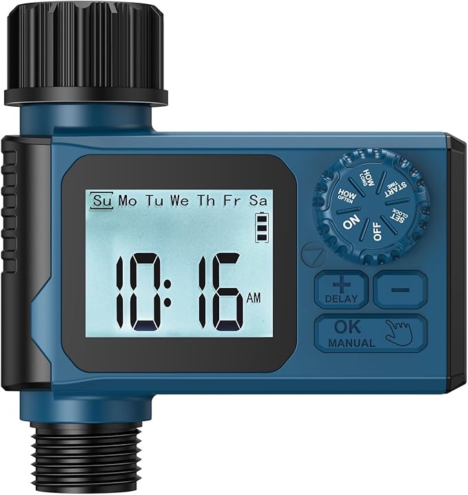 Sprinkler Timer, Hoses Timer for Watering, Outdoor Irrigation Timers, Water Scheduling Device for Tube Programmable with Auto/Manual/Rain-Delay System, Water Hoses Timers for Yard, Lawn, Pool(Blue)