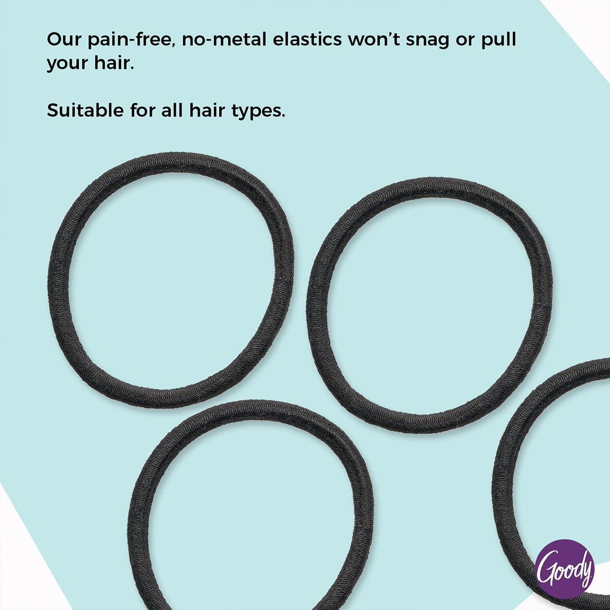 Goody Ouchless Elastic Hair Ties, 30 Ct, Black, 4MM Rubber Bands, Pain-Free
