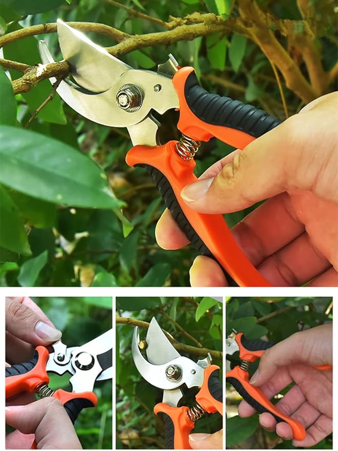 szhdxsy Garden Pruning Shears, 7.5" Professional Gardening Scissors, SK-5 Stainless Steel Blade Tree Secateurs, Manual Pruner for Plants, Gardening, Trimming, Garden Tools