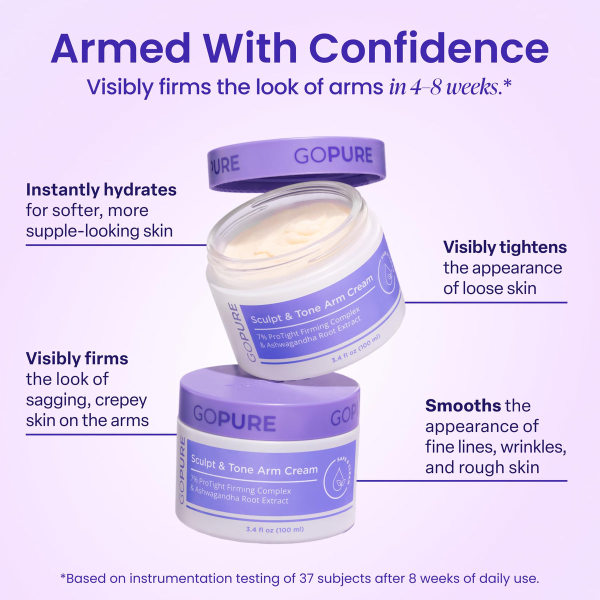 goPure Sculpt & Tone Arm Cream - Firming & Tightening Cream - Smooths, Lifts, Sculpts the Look Of Arms - ProTight Complex - Rice Protein, Shea Butter, Avocado - Clinically Tested - All Skin Types