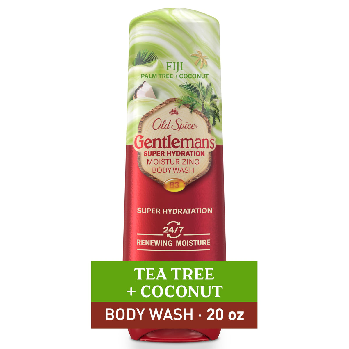 Old Spice GentleMan’s Super Hydration Body Wash for Men, Moisturizing Shower Gel for Dry Skin, 24/7 Renewing Moisture with Skin Conditioners, Fiji with Palm Trees + Coconut Scent, 20 oz