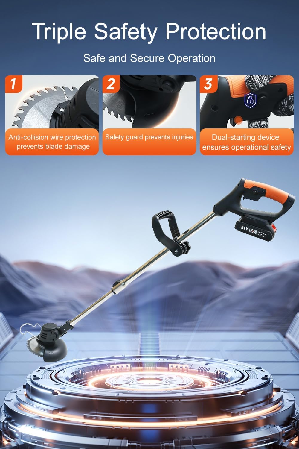 Cordless Weed Wacker,Lightweight Telescoping Shaft,Electric Weed Eater,2 Batteries,Enhanced Safety Features,Grass Trimmer Cordless for Lawn, Garden, Yard GCJ-Black