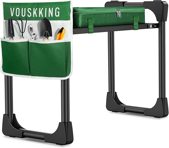 New Upgrade Foldable Garden Kneeler and Seat,Thicker Wider Softer Garden Kneeler with Straps,350lbs Heavy Duty Garden Stool with Tool Bag, Gardening Gift for Women and Men Green