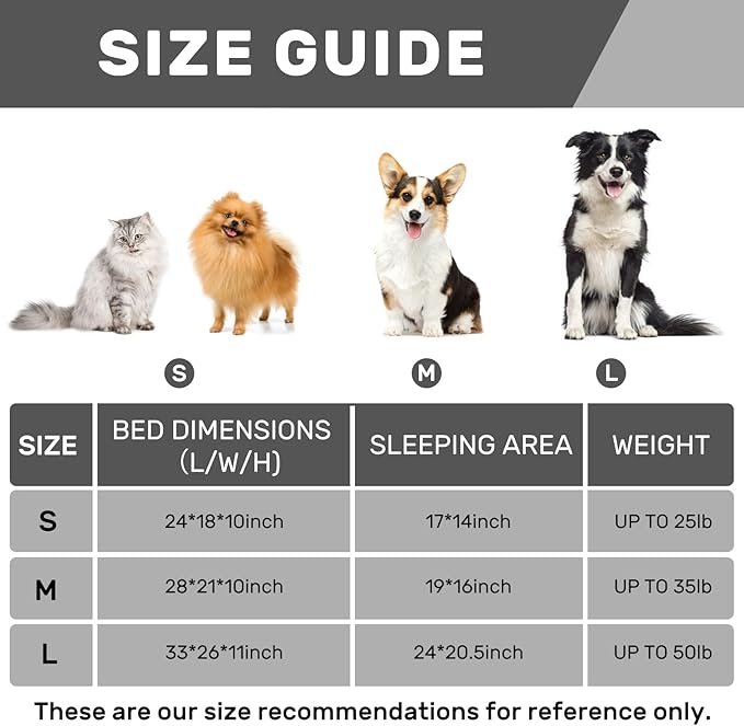 Hollypet Fluffy Plush Dog Cat Pet Couch Soft Calming Sofa Bed for Medium Small Cats and Dogs, Black and White