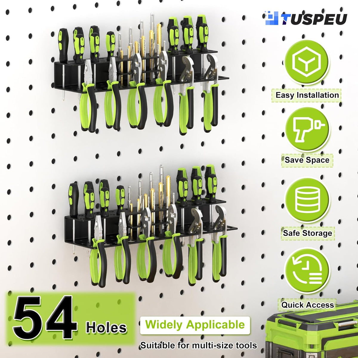 Screwdriver Holder Wall Mount,Heavy Duty Metal Utility Bit Organizer for Screw driver Pliers Drill Bits Small Tools,Screwdriver Organizer Suitable Garages Homes Workshops Sheds (54 holes 2pc)