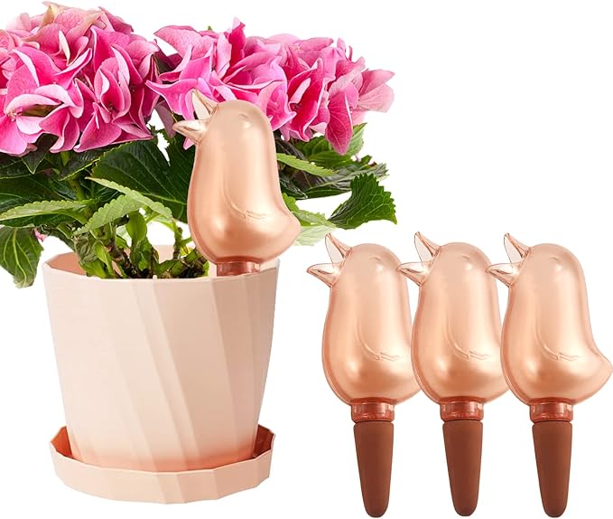 4 Pack Self Watering Spikes,Indoor Plant Watering Globes,Bird Shape Automatic Irrigation Spikes,Self-Watering Terracotta Spike,Plant Watering Devices(Red)