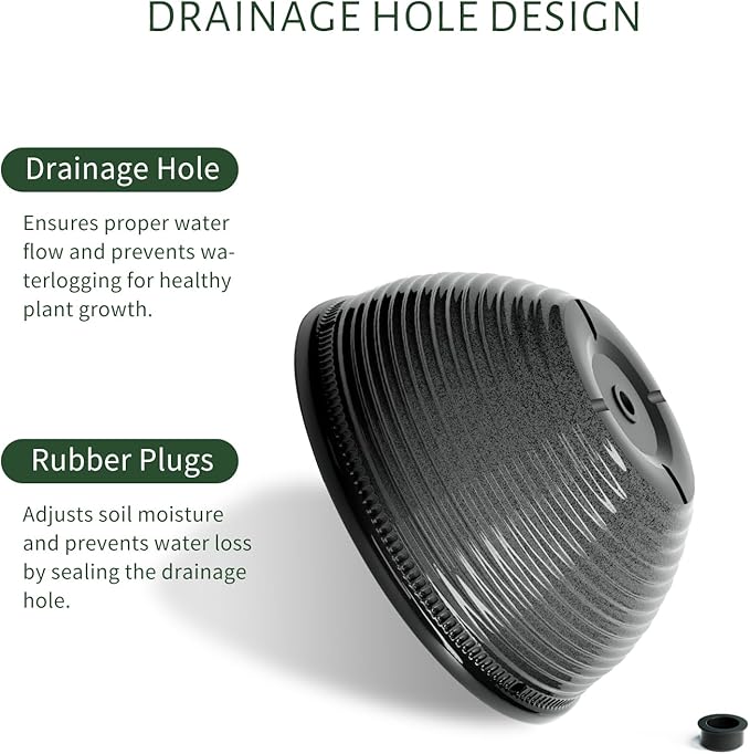 2 Pack Hanging Planters for Indoor Outdoor Plants, 10 Inch Hanging Planter with Drainage Hole & Plug Glazed Hanging Baskets Flower Pots for Garden Home (Black)