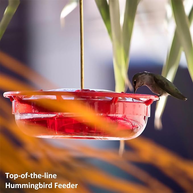 Hummingbird Feeders for Outdoors Hanging (2 Pack), 5 Feeding Ports 16 oz Plastic Hummingbird Feeder, Bee-Proof Leak-Proof No Drip, Easy to Clean with Cleaning Brushes