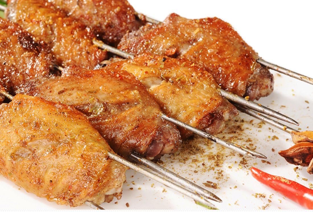 12 Inch Barbecue Skewers, Stainless Steel BBQ Skewers, Shish Kebab Kabob Skewers 12Pcs