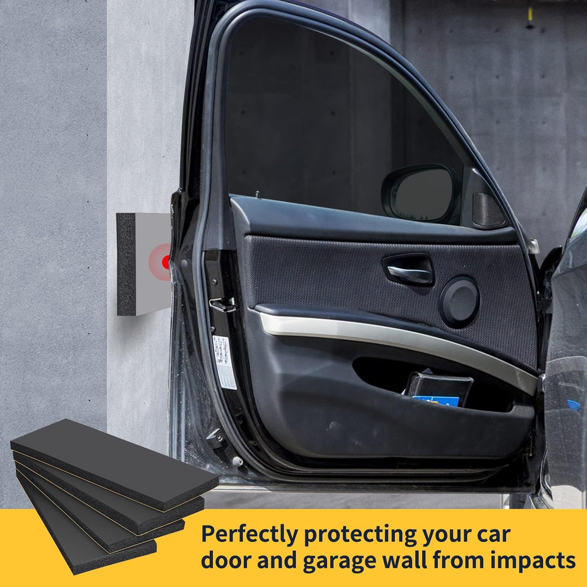 Garage Wall Protector, 4 Pack Garage Car Door Protector Bumper Guard for Car Doors Anti-Collision Waterproof Inflaming Ultra Self Adhesive EVA Foam for Warehouse (4 Pack: 16-17/32" x 5-29/32" x .79)