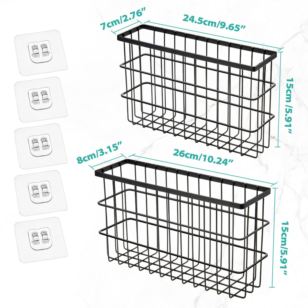 Sinnsally 2 Pack Cabinet Door Organizer,Self Adhesive Lid Organizers Inside Cabinet Storage Boxes,Hanging Storage Basket Organizer Wall Mounted Pantry Caddy Cup Holder for Kitchen,Fridge,Bathroom