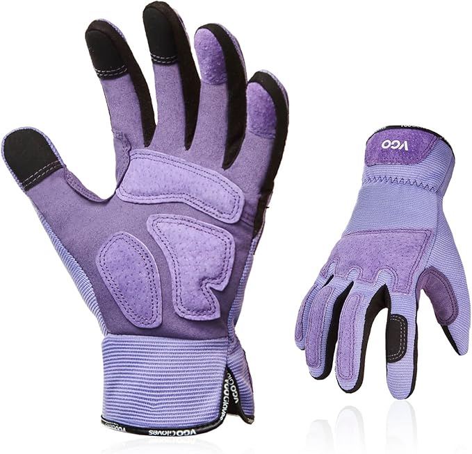Vgo... Gardening Gloves Ladies,Safety Work Gloves,Touchscreen(Size M,Purple,SL7471)